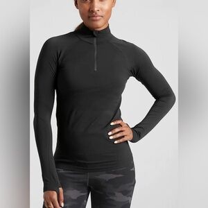NWT Athleta MOMENTUM 1/2 ZIP SOLID Black size medium